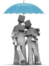Famliy under umbrella